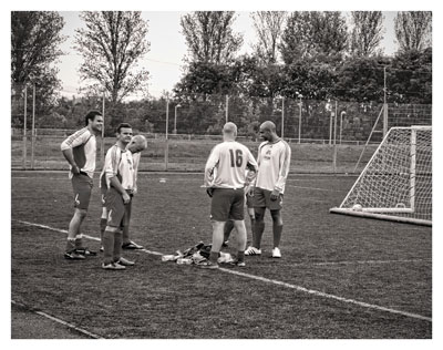 Winning Team WLRDS, pictured having a huddle chat off the pitch