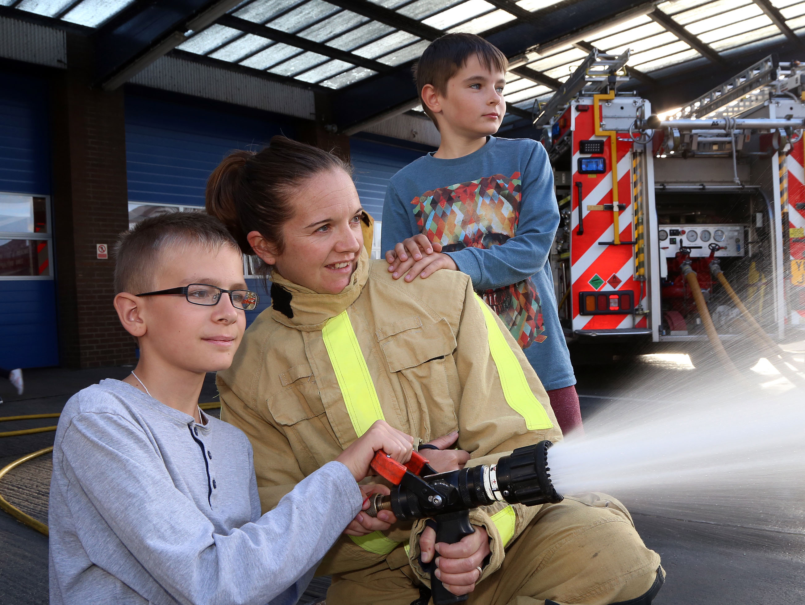 Fun with a Shropshire firefighter for children from Chernobyl