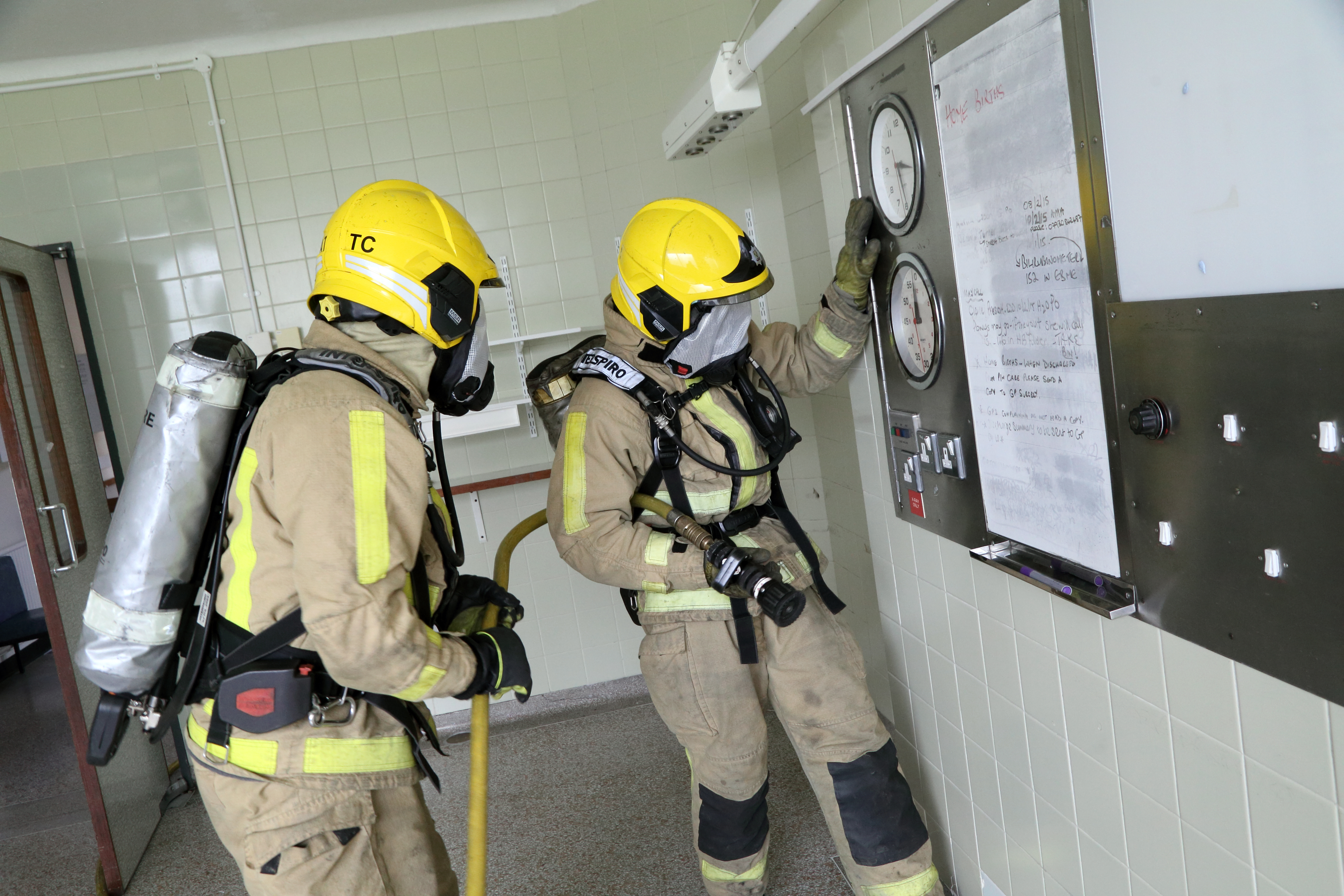 Shropshire firefighters train to search and rescue casualties in a training exercise at Royal Shrewsbury Hospital.