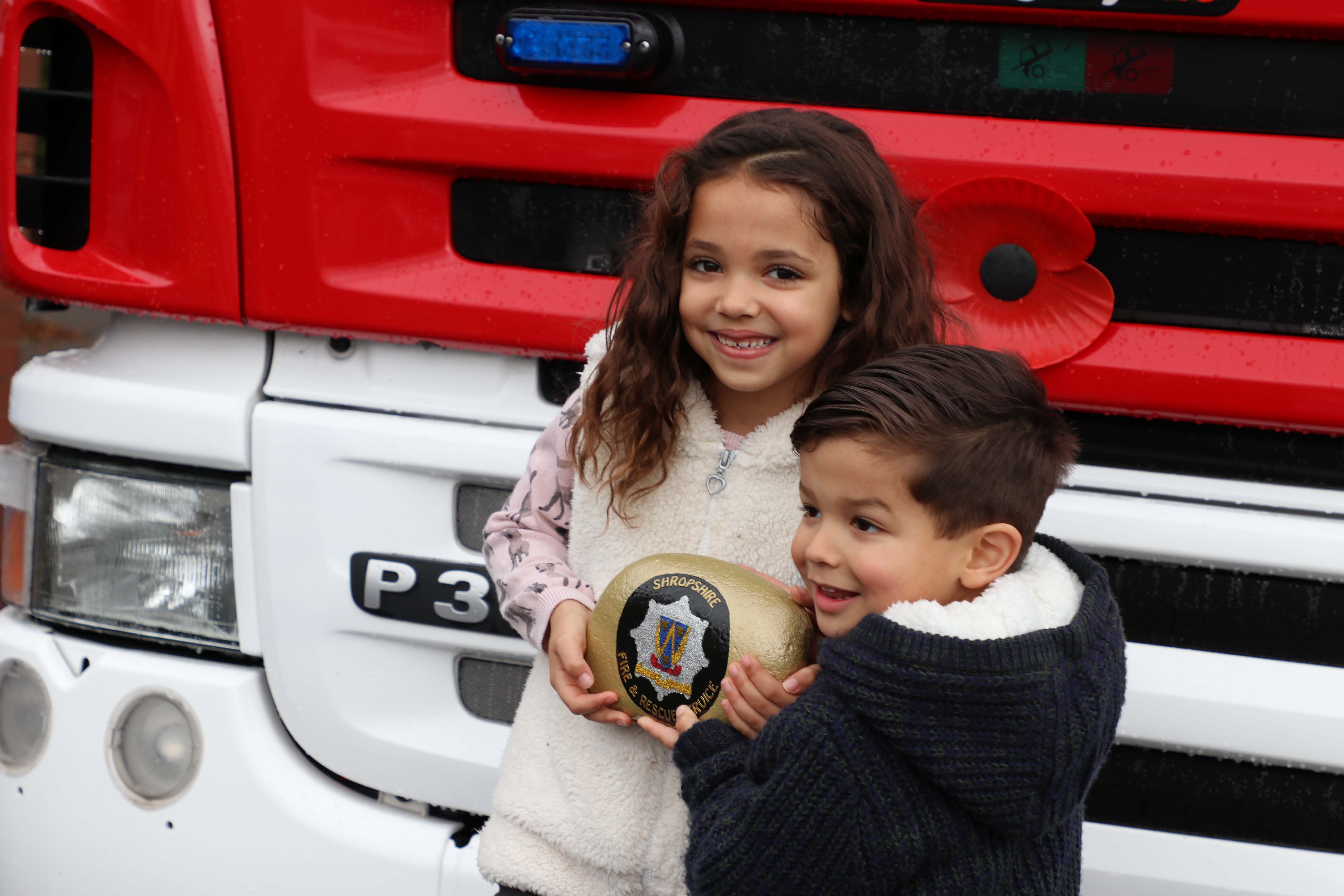 Sophia and Saul Moody at Market Drayton Fire Station 