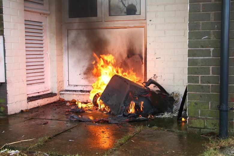 Wheelie bin affected by arson