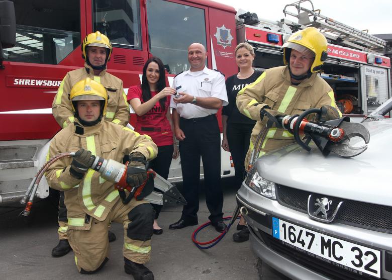 Shropshire firefighters with scrap car